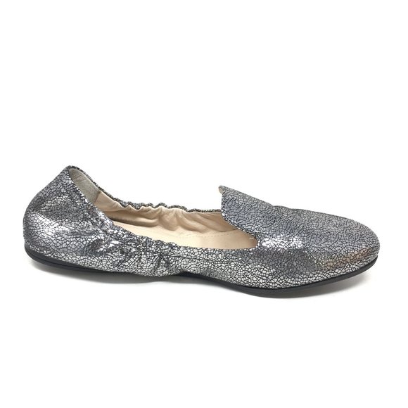 Women's Prada Slip On Loafers Flats Shoe Size 40 EU/10 US Silver Crackle Leather - Picture 4 of 10